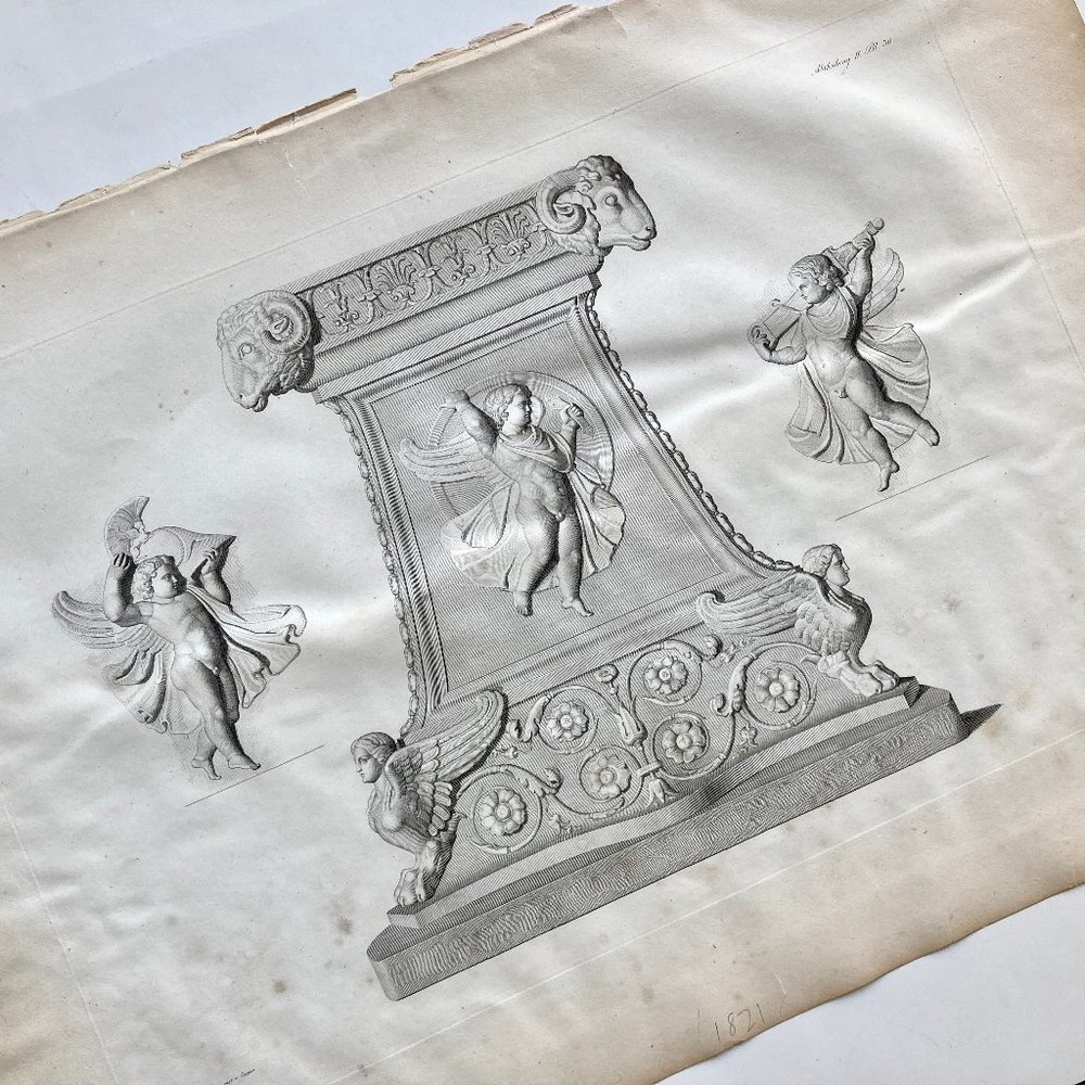 J-G Pretre 19th c. Architectural Copper Engraving